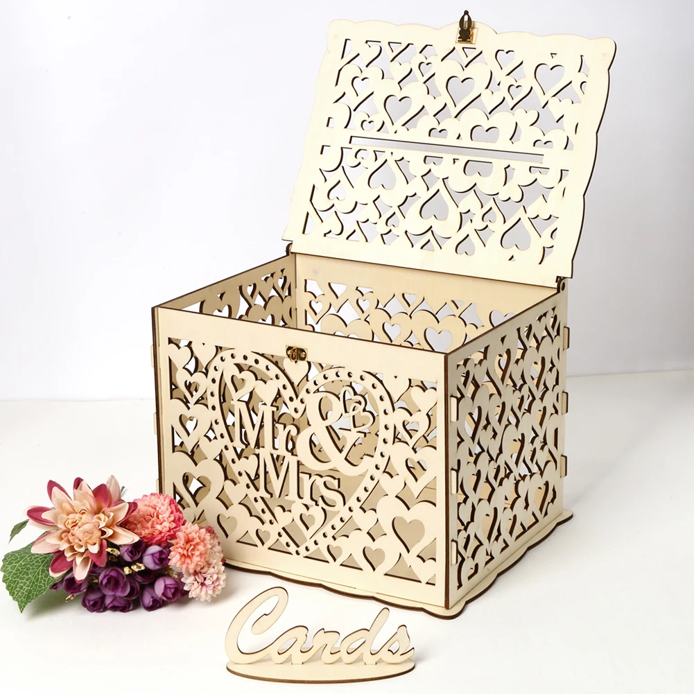 Wedding Card Box - Kotak kartu pernikahan kayu perlengkapan dekorasi