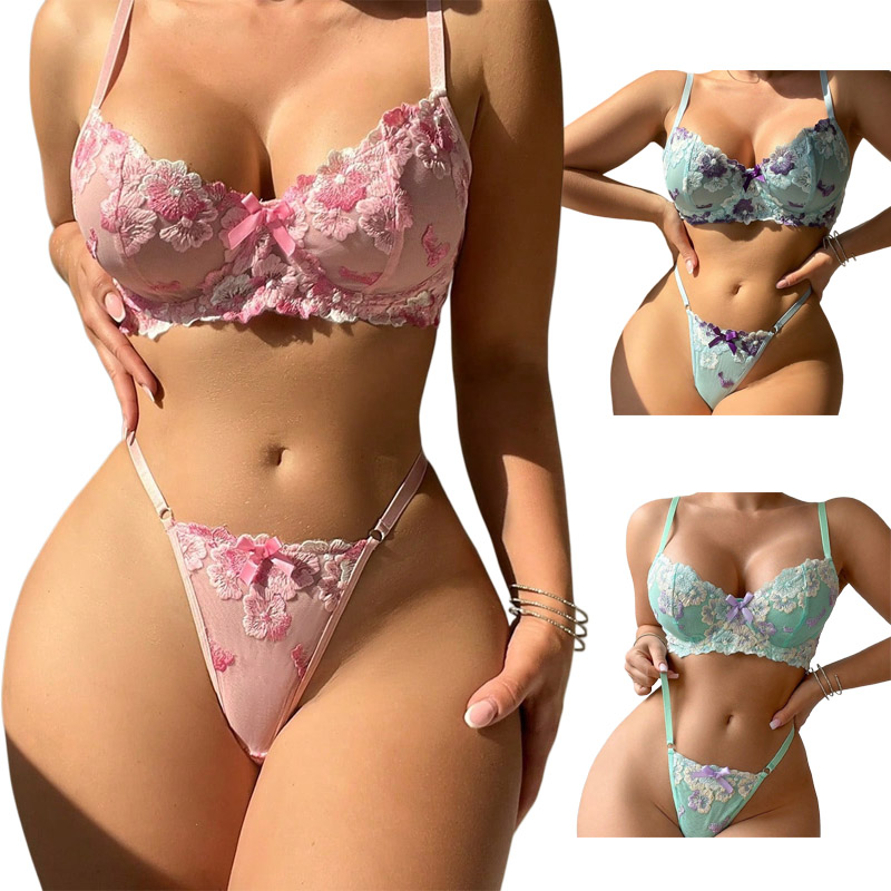 Good Floral & Wedding Decor Supply Photos - Set Lingerie Seksi Bordir Bunga Pink
