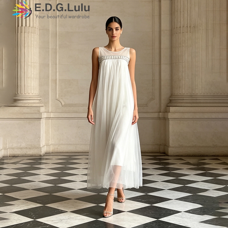 Wedding Lulu - EDGLuLu Gaun Panjang Tanpa Lengan Berkualitas