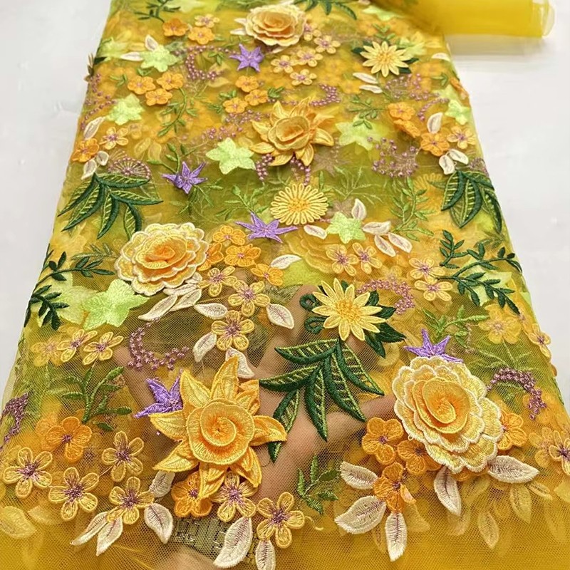 Wedding Floral Supply - Kain Tulle Bordir Bunga 3D Ukuran