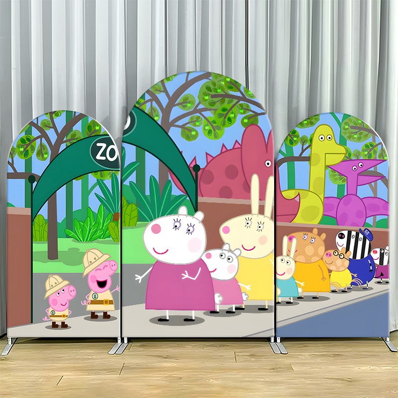 Wedding Zoo - Penutup Latar Belakang Lengkung Datar 2D