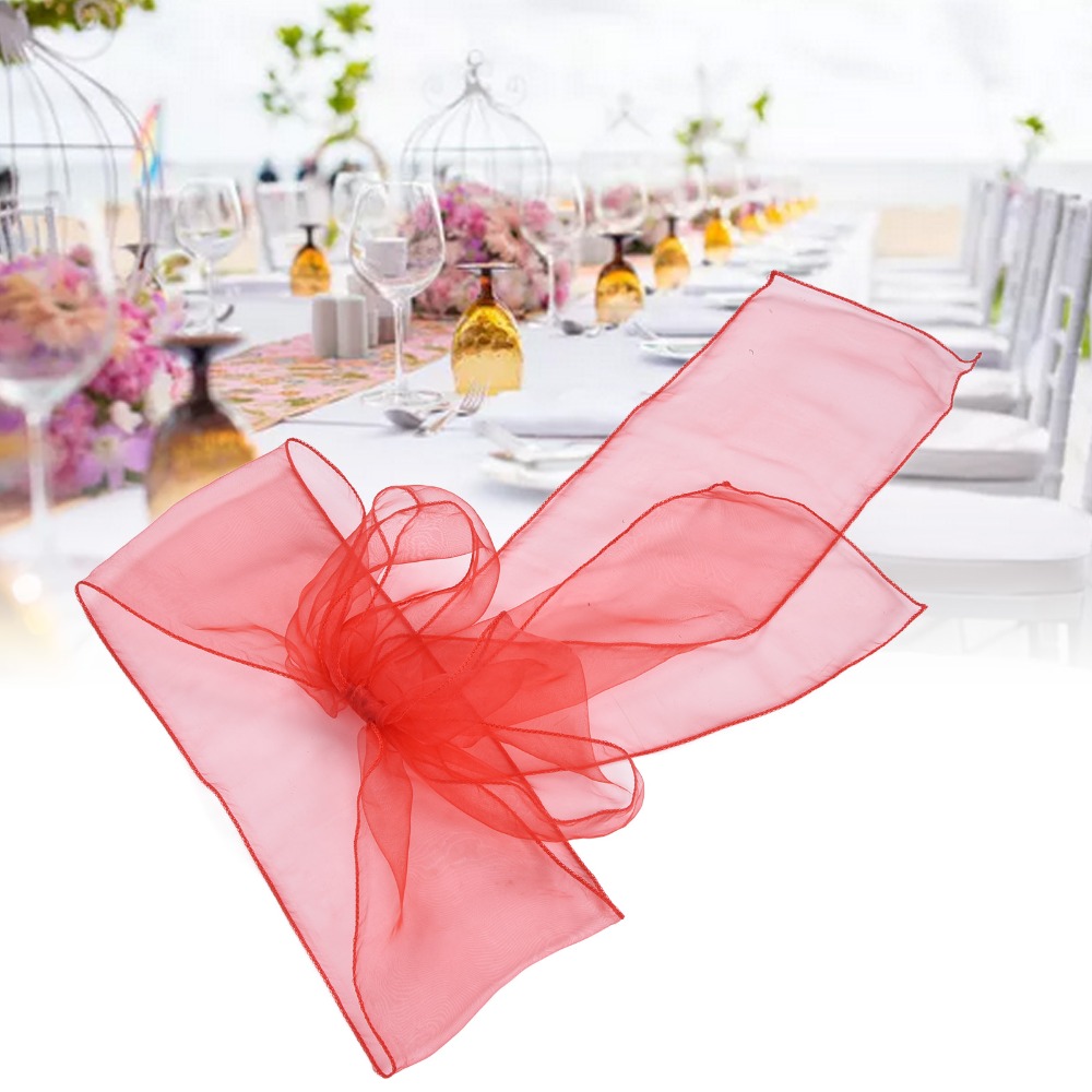 Chair Sash Organza - 10 Buah Biru, Merah, Kuning, Ungu