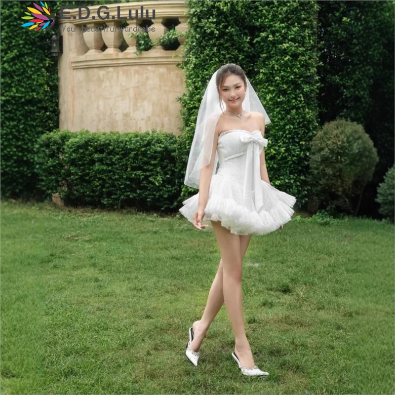 Wedding Lulu - EDGLuLu Gaun Pesta Elegan Pita Tanpa