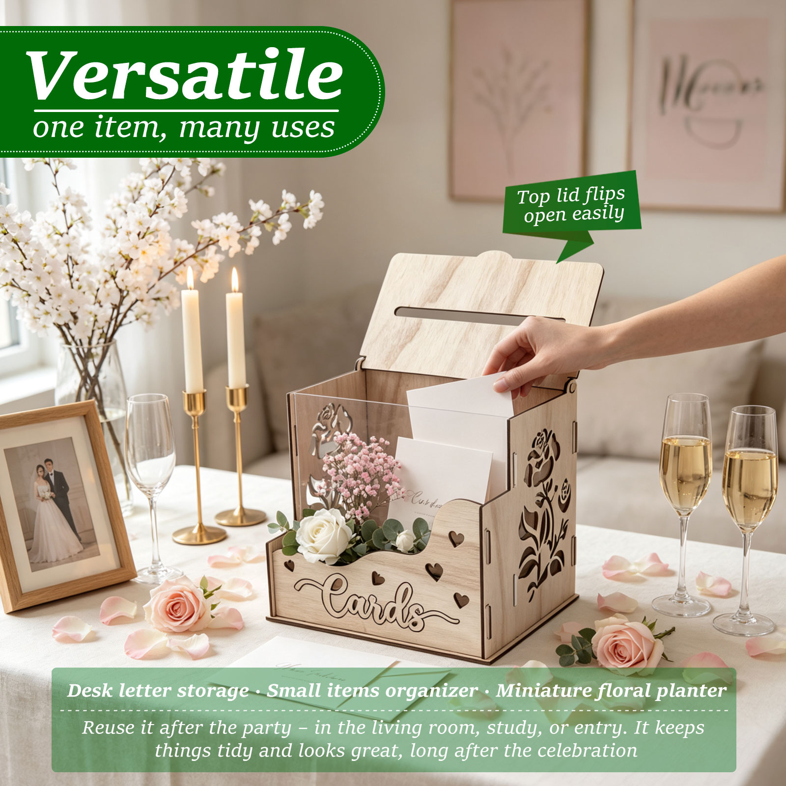 Kotak Kartu Pesta Kayu dengan  - Wedding Card Box ulasan dan harga