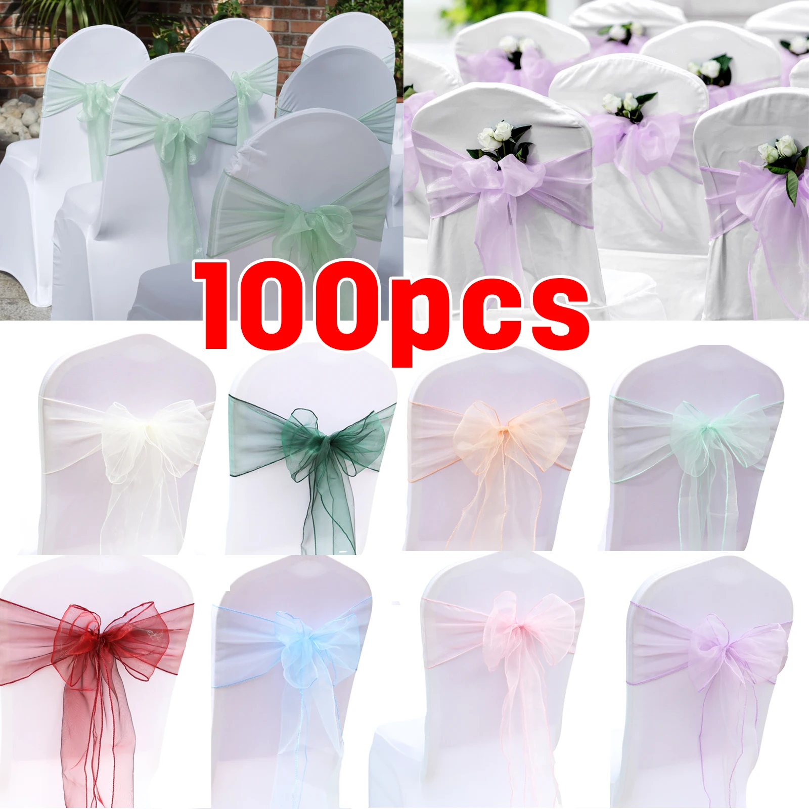 10/50/100 buah 17x275cm pita s - Chair Sash Organza ulasan dan harga