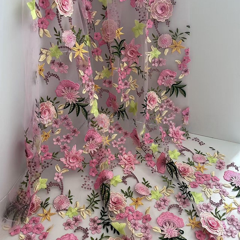 Kain Tulle Bordir Bunga 3D Uku - Wedding Floral Supply ulasan dan harga