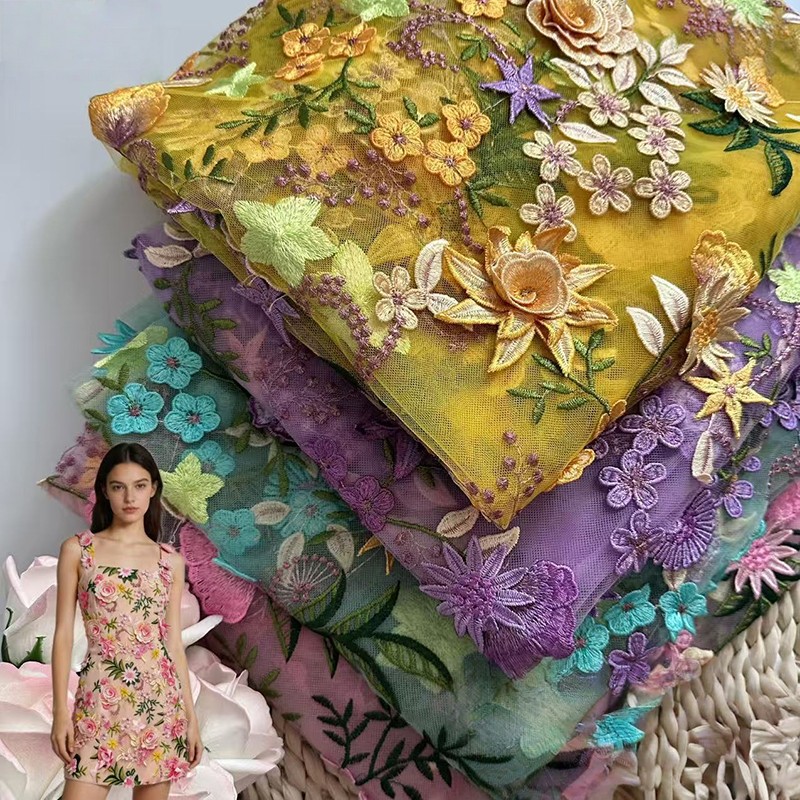 Kain Tulle Bordir Bunga 3D Uku - Wedding Floral Supply ulasan dan harga