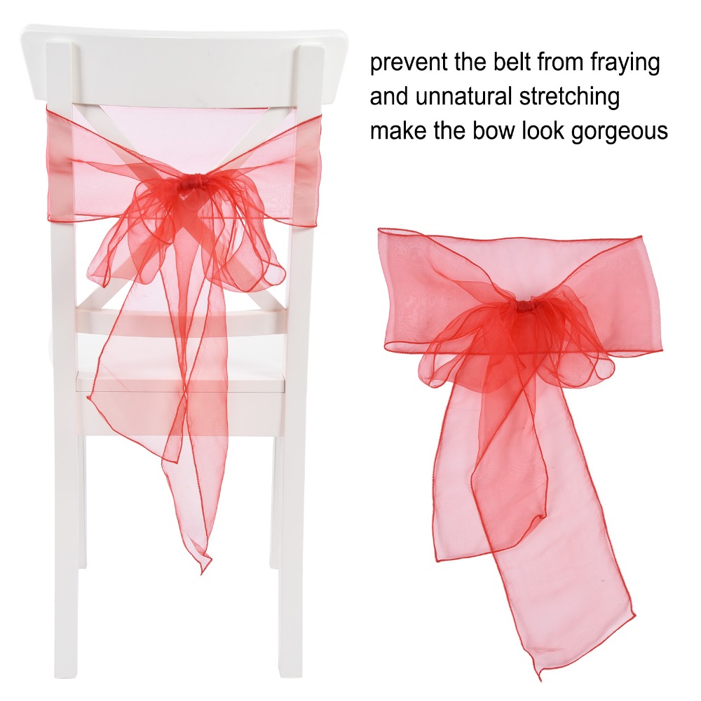 10 Buah Biru, Merah, Kuning, U - Chair Sash Organza ulasan dan harga